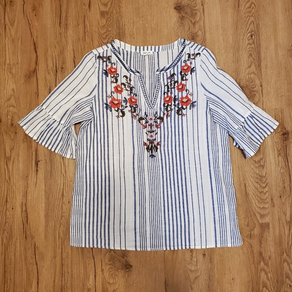 Westport Blue/White Striped Top M